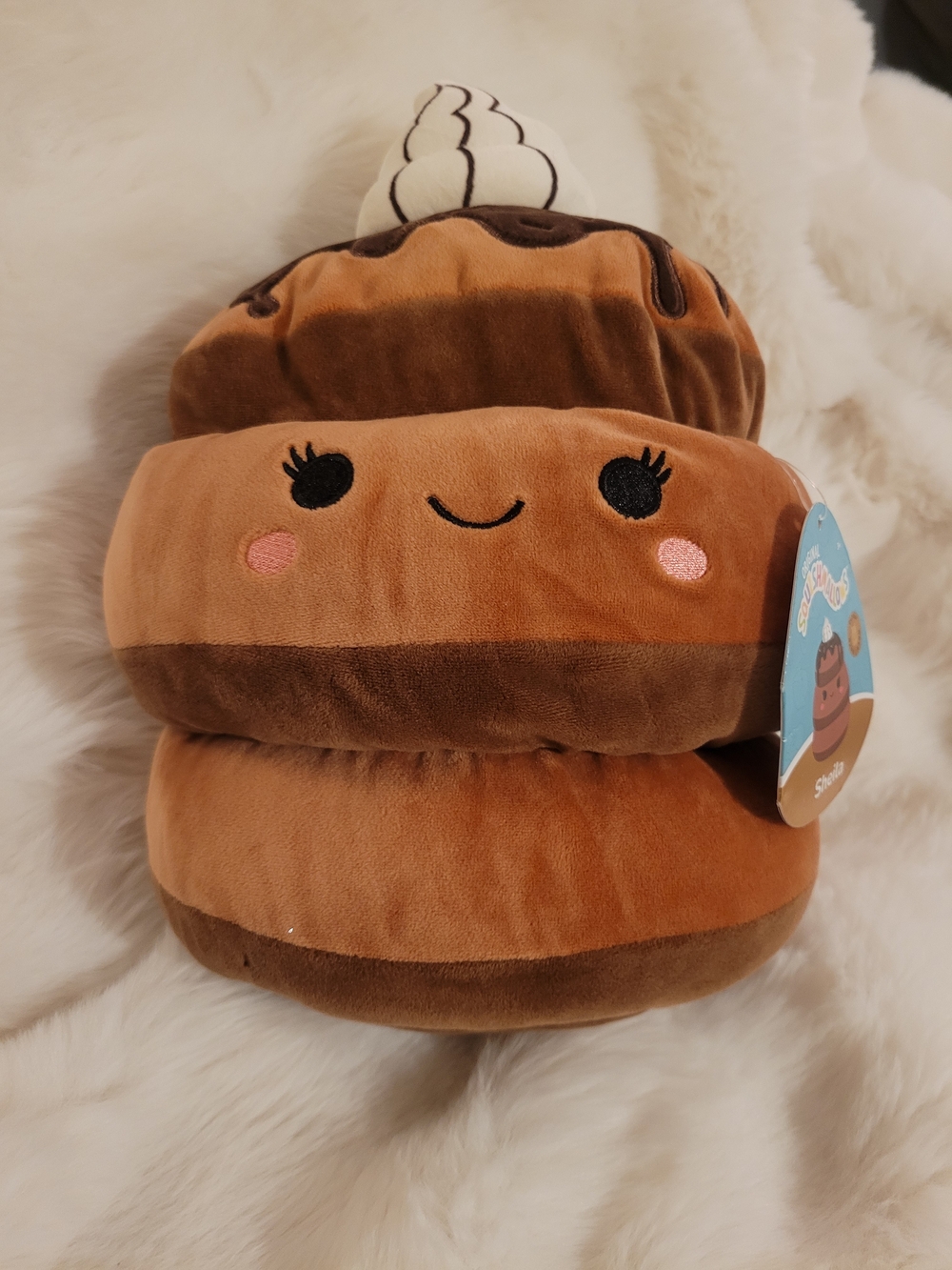 Squishmallows Brown Dessert Stack Plush with Pink Cheeks